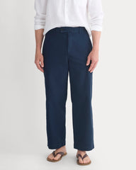 Cropped Slub Trouser | Deep Navy