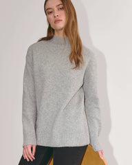The Mockneck Sweater in Plush Cotton | Heathered Grey