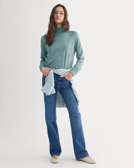 Mockneck Sweater In Ultrafine Merino | Gray Mist