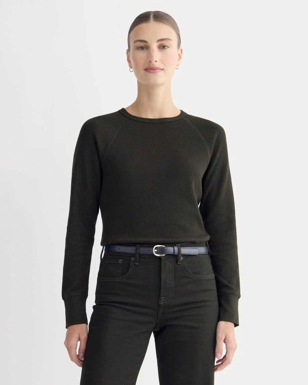 Slim-Fit Crew in Cozy Waffle | Black
