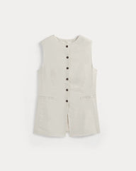 Long Vest in Stretch Linen | Birch