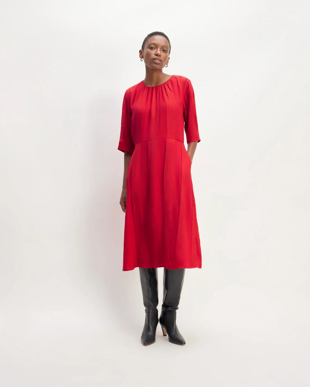 The City Stripe Ruched Dress | Haute Red