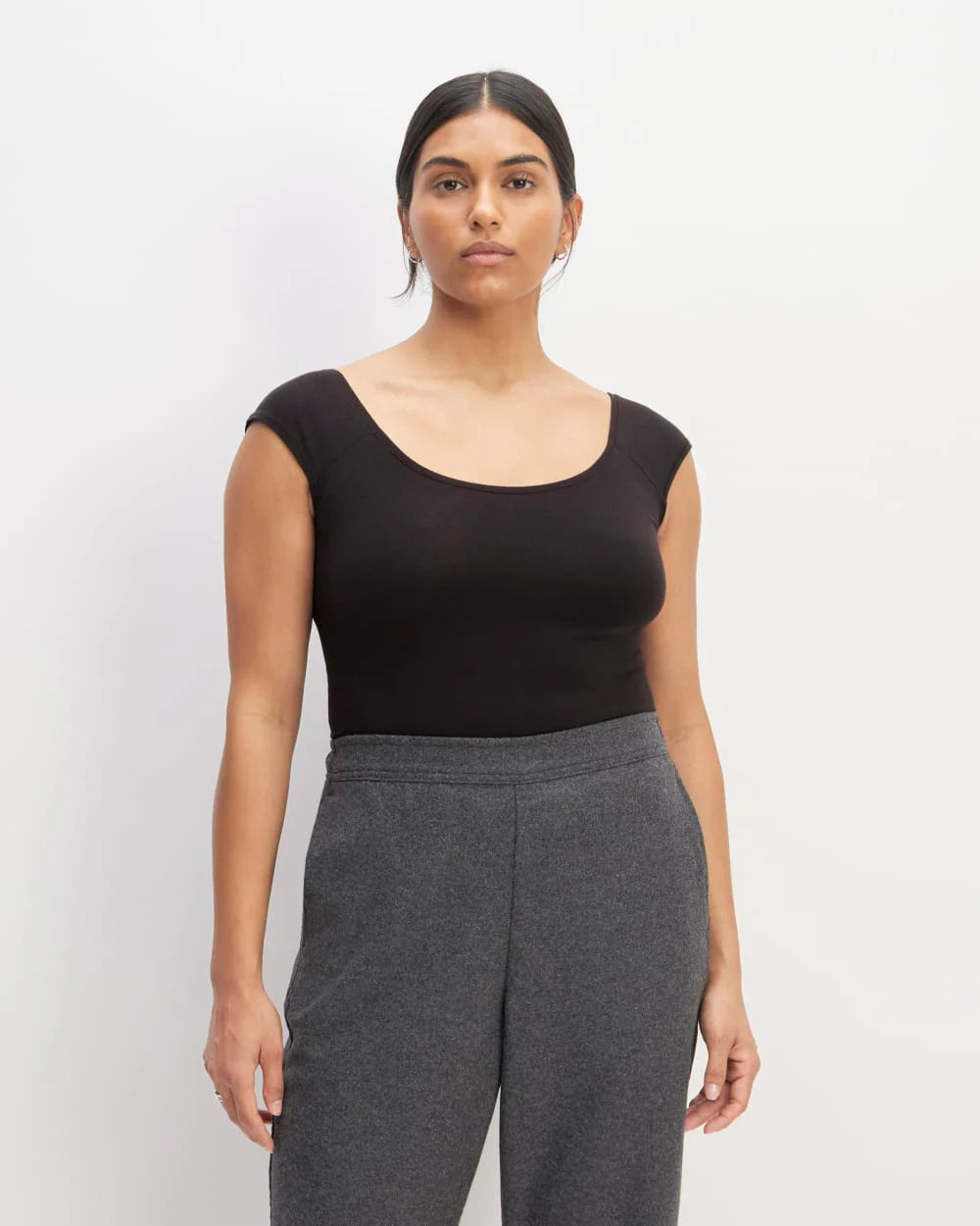 The Supima® Form Cap-Sleeve Tee | Black