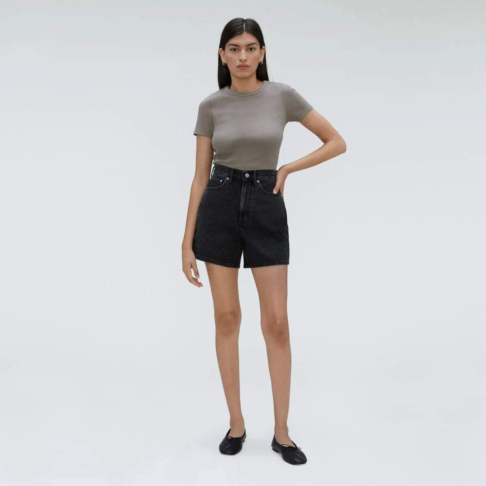 The A-Line Denim Short | Storm Black