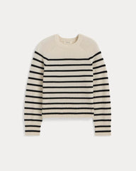 The Boxy Crew in Cashmere | Bone / Black