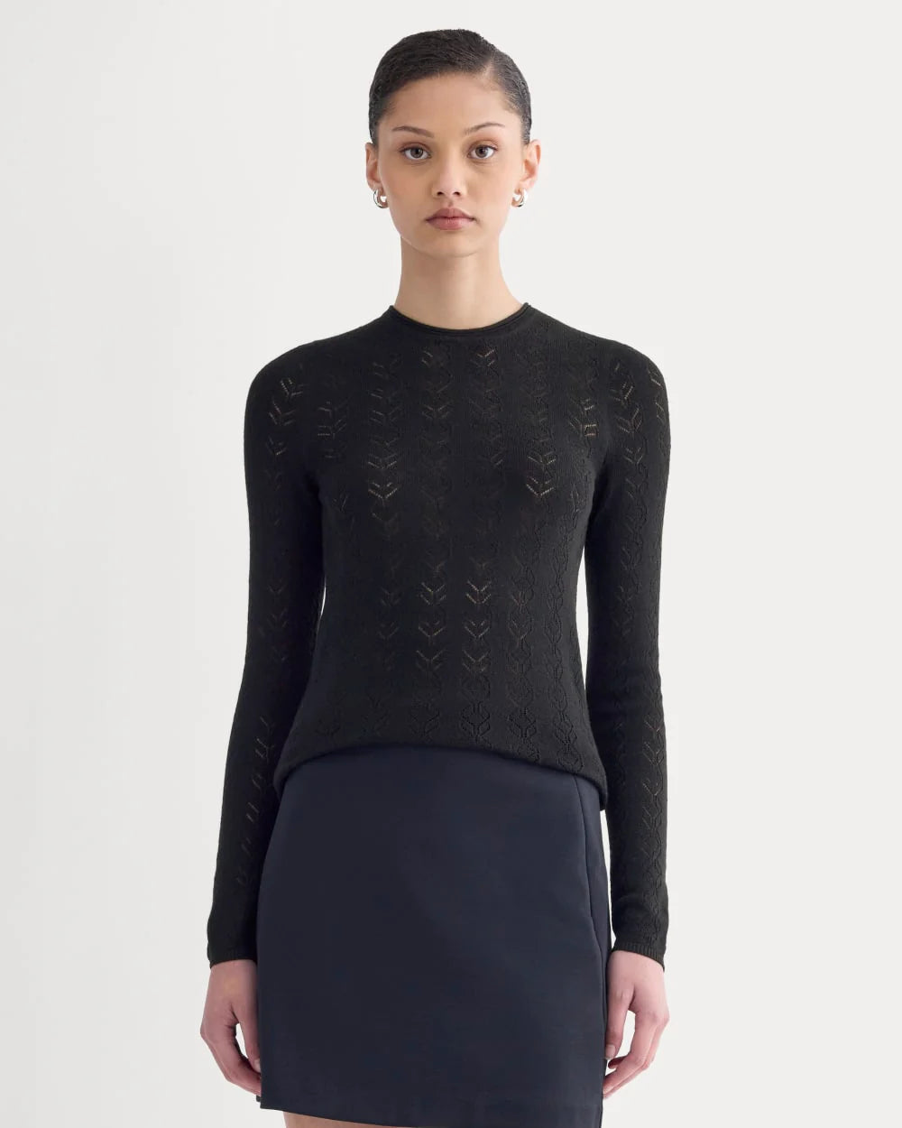The Pointelle Crew in Ultrasoft Merino | Black