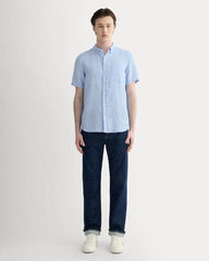 The Classic Short-Sleeve Shirt in Linen | Light Blue