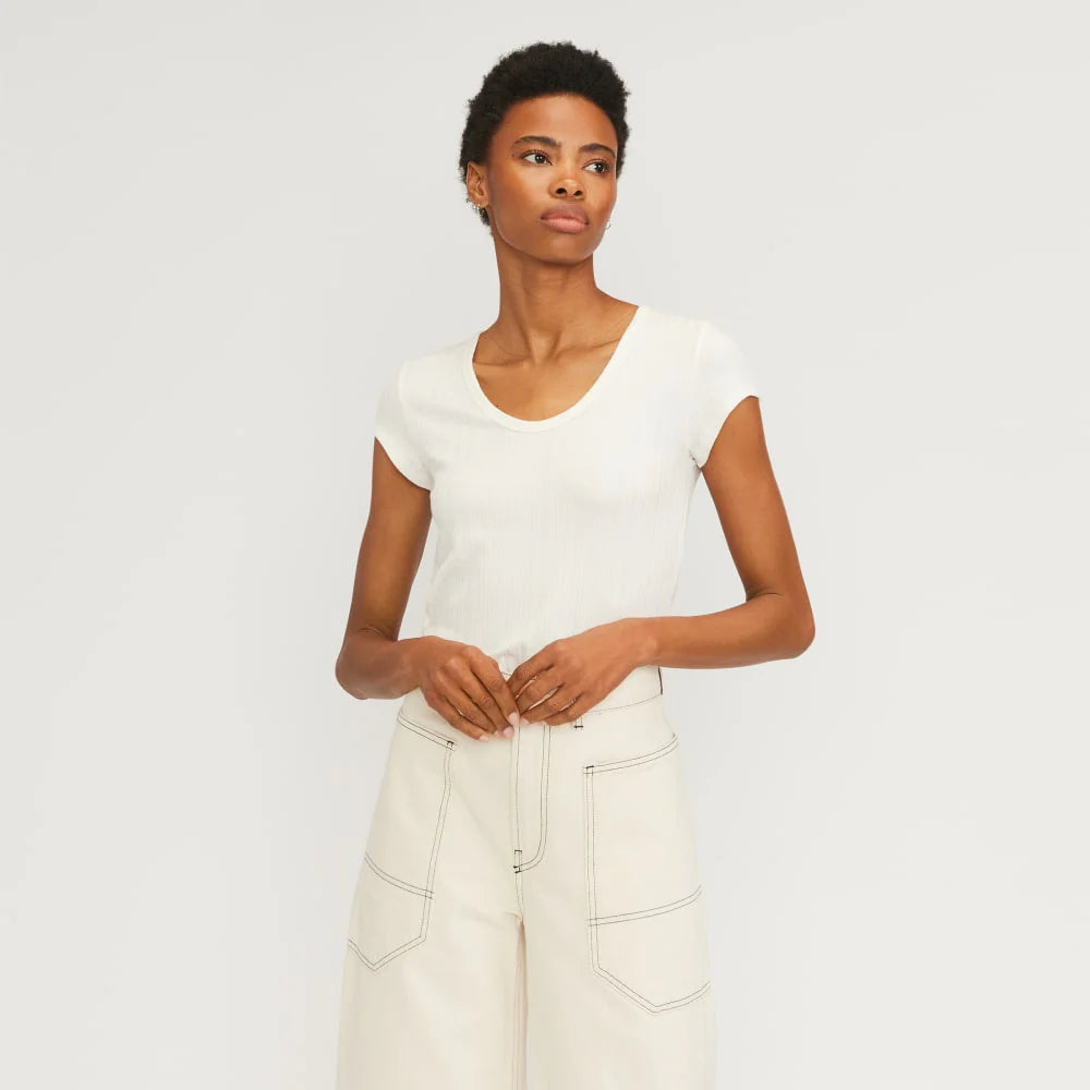 The Rib Soft Knit Scoop-Neck Tee | Bone