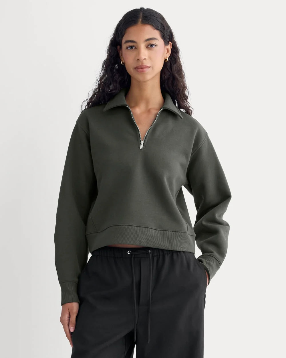 Luxe Fleece Zip Polo | Washed Black