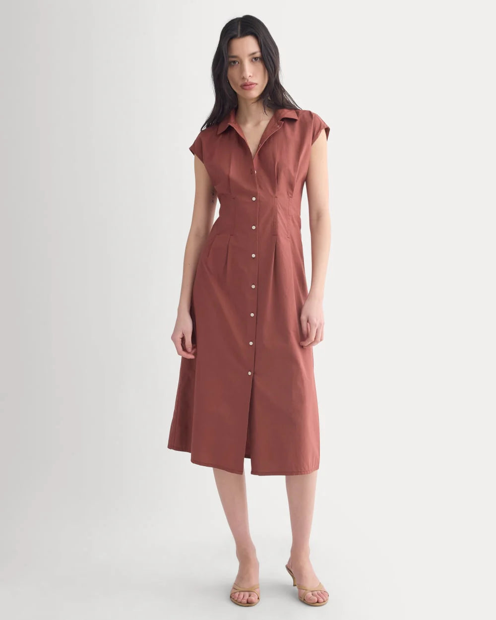 Muscle Shirtdress in Lightweight Cotton | Henna Red