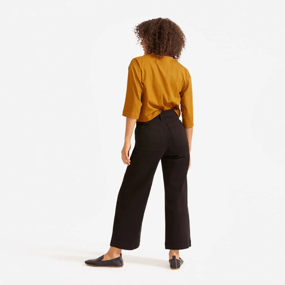 The Wide-Leg Crop Pant | Black | Short