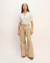 The Rib Soft Knit Open Collar Polo | Bone
