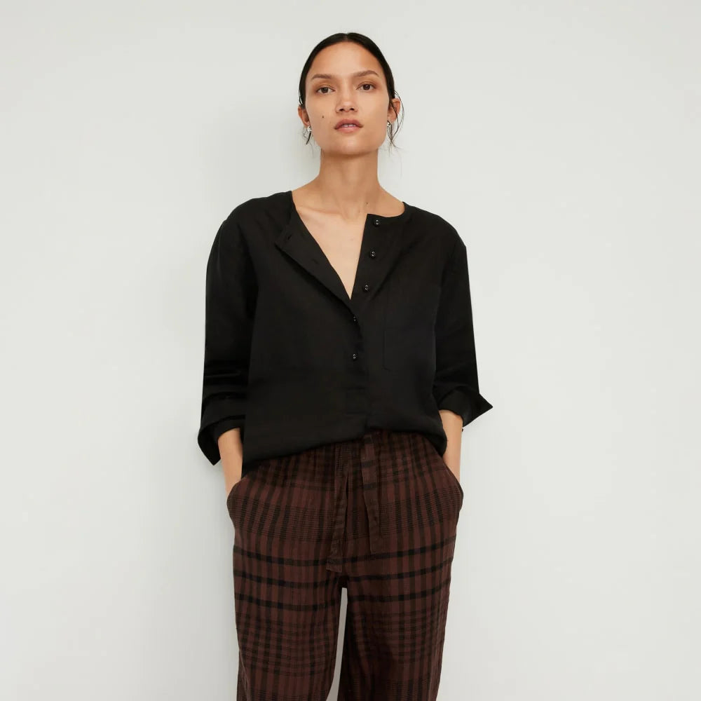 The Linen Popover Shirt | Black