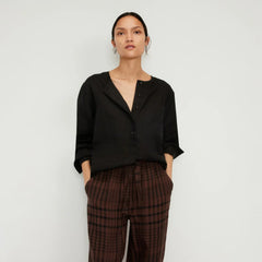 The Linen Popover Shirt | Black