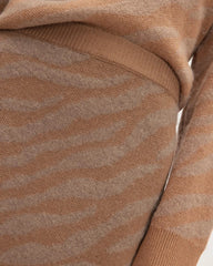 The Alpaca Tiger Jacquard Skirt | Camel / Medium Brown