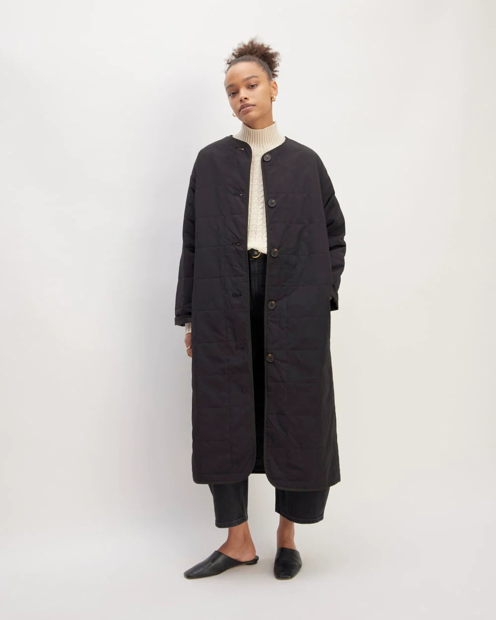 The ReNew Quilted Long Liner | Black