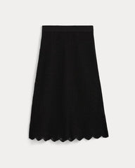 Lace-Knit Midi Skirt | Black