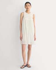Twisted Pleated Mini Dress in Silk Georgette | Bone