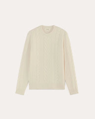 The Felted Merino Cable-Knit Crew | Bone