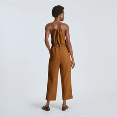 The Linen Shoestring Jumpsuit | Tawny Brown