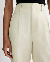The Draper Pleated Pant in Buttersmooth | Heathered Oat | 30" Inseam