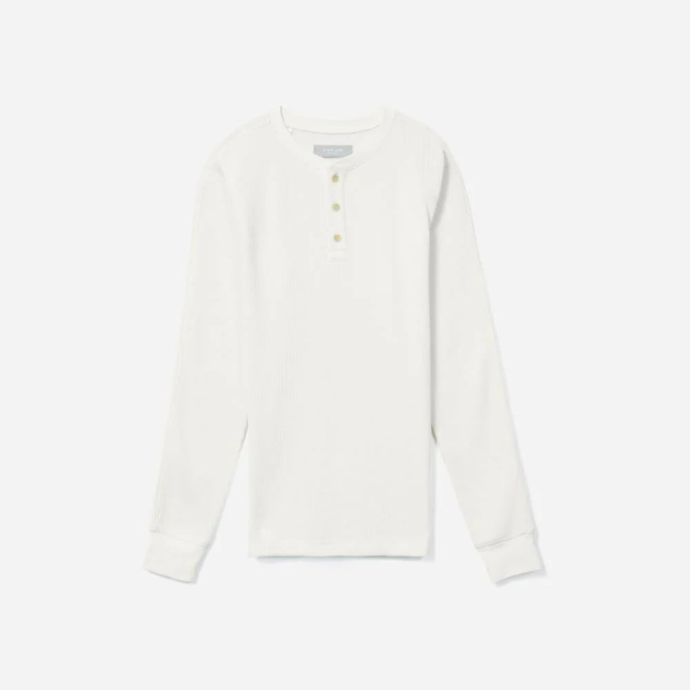 The Waffle Long-Sleeve Henley Tee | Off-White