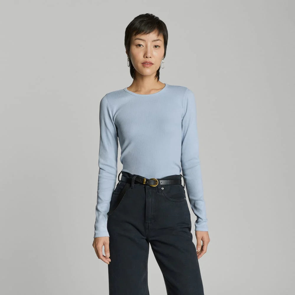 The Pima Micro-Rib Long-Sleeve Crew | Mist