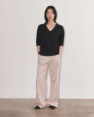 The V-Neck Sweater in Plush Cotton | Black Confetti