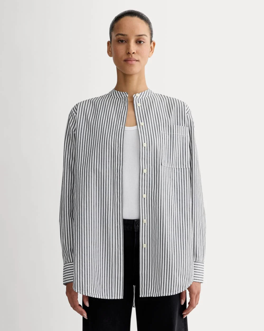 The Oversized Shirt in Ultrasoft Cotton | Optic White / Black