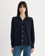 Cashmere Button-Up Shirt | Navy