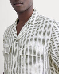 The Resort Shirt in Linen | Bone / Black